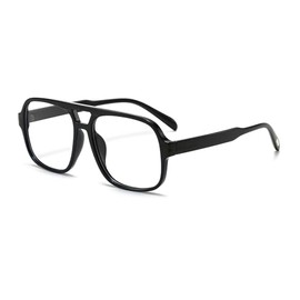 Breaksun Retro Aviator Sunglasses for Women Men Trendy Classic 70s Square Aviator Sun Glasses Vintage Shades (Black/Clear)