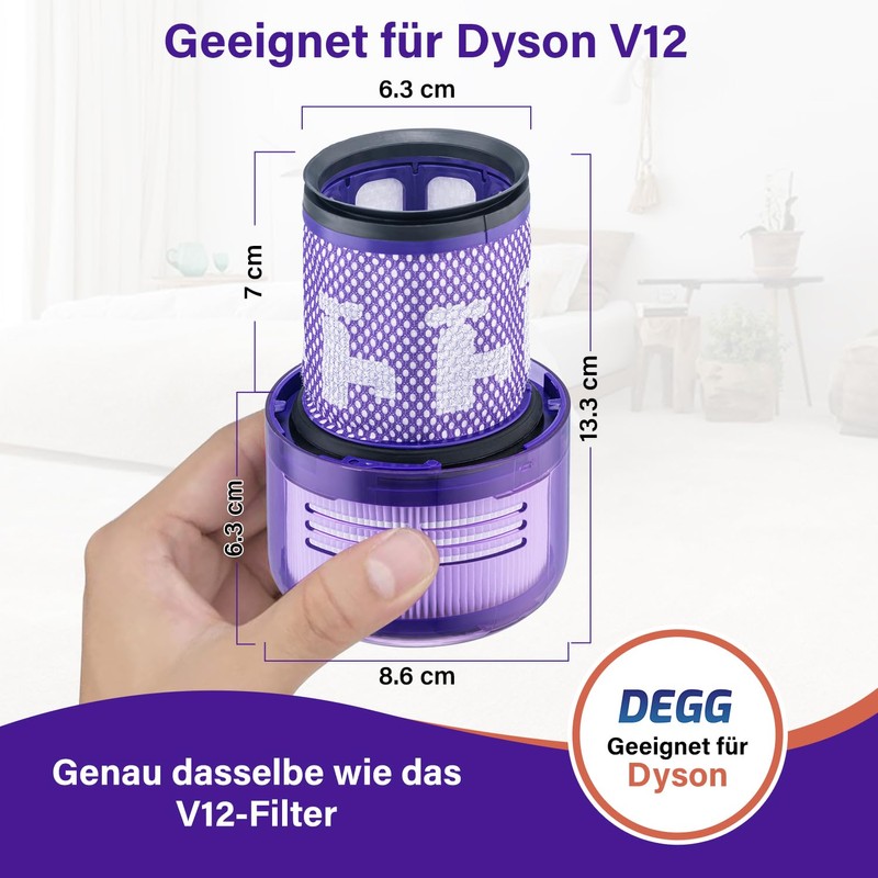 DEGG DEGG Hepa-Filter geeignet f1r Dyson V12 Detect Slim Waschbar