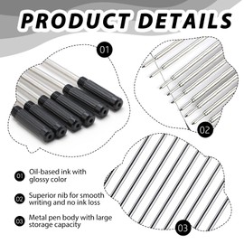 10pcs Black Ink Pen Refills for Cross Ballpoint Pens- 11.6cm Medium Tip, Compatible with Cross 8513 Ballpoint Pens, Quick Drying Ink for Office & Personal Use
