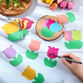 Ireer 108 Pcs Tulip Flower Cutouts Colorful Flower Paper Spring Decor Bulletin Board Cutouts Tulip Shaped Die Cut for DIY Craft Spring Easter School Party Wall Decoration
