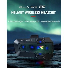 Logto GT0 Motorcycle Helmet Bluetooth Headset Wireless Bluetooth 5.3 Auto Answer IPX6 Waterproof Motor Bike Earphone Communication System RGB Colorful Light (Hard Mic)