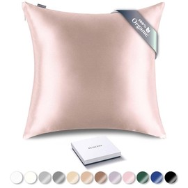 RENESSY Organic Silk Pillowcase 80 x 80 cm - 100% Organic Mulberry Silk, 22 Momme, Naturally Hypoallergenic, Promotes Hair and Skin Health, 1 Piece (Heavenly Pink)