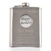 Mens 40th Birthday Stainless Steel Engraved Hip Flask with Solid