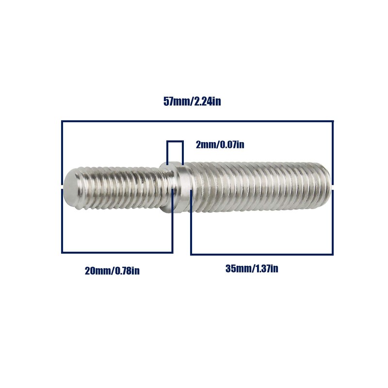 2Pcs Double End Threaded Stud Bolts M8 to M10 55mm