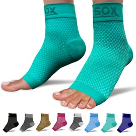 SB SOX Calcetines de compresión para fascitis plantar para mujeres y hombres (1 par), los mejores calcetines de tobillo para alivio de la fascitis plantar, soporte de arco y dolor de pies/talón para uso diario (verde, L)