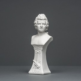 Wolfgang Amadeus Mozart Sculpture Made Cellane, Handmade in Germany, Bust in White, 19 cm