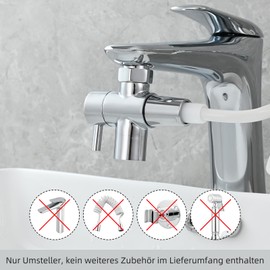 Tecmolog 3 Way Switch Valve Tap Adapter Brass Diverter for Tap, Tap Replacement Part with M22xM24 Adapter, Chrome, SBA021C