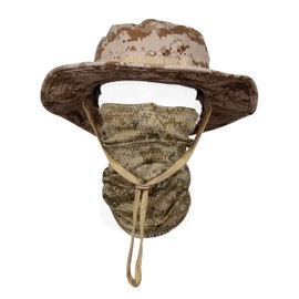 QMFIVE Tactical Boonie Hat Scarf Unisex Camouflage Rounded Hat Fisherman for Tactical Airsoft Paintball Ascent Camping, A-AOR1