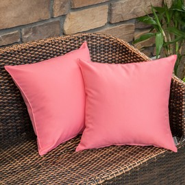 MIULEE Pack of 2 Decorative Outdoor Waterproof Pillow Covers Square Garden Cushion Sham Throw Pillowcase Shell for Patio Tent Couch 18x18 Inch Pink