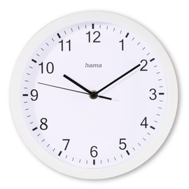Hama Analogue Wall Clock (without Ticking Noises Large, Modern Wall Clock Also for Seniors, Children and Teenagers, Wall Clock Quartz Minimalist Living Room Clock, Kitchen Clock, Diameter 25 cm, Glass