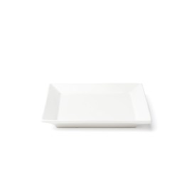 Browne Foodservice FOUNDATION Porcelain Wide Rim Plate, Square, 6 Inch, Set of 12,White