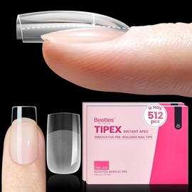 Beetles Tipex Instant Apex Nail Tips Thick Acrylic Nail Set for Flat Nails Manicure Stiletto Square Almond Coffin Nail Tips Nail Art DIY Gift for Women #TikTokShopBacktoSchool:_512PCS Square Short（NO GLUE&Lamp）