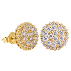 VEXXS S925 Diamond Stud Earrings for Men, 14K Real Gold Plated Iced Out Earrings Micro Pave 5A CZ Stones Men’s Studs, Hypoallergenic 925 Sterling Silver Studs (D-Gold 18K)