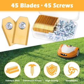 Replacement Blades for Lawnmowers, 45 x Robotic Lawnmowers, Universal Replacement Blades for All Husqvarna Automower, Gardena, Yardforce, Robotic Lawnmower, Replacement Parts for Lawnmowers