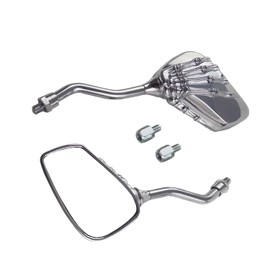 Anzene Custom Skull Skeleton Hand Claw Side Mirrors Rearview 10mm 8mm Left Right For Motorcycle Touring Cruiser Chopper Standard Bike 1 pair (Silver)