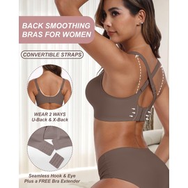 Vertvie Bras for Women No Underwire Push Up Bra Wireless Seamless Supportive Full Coverage Bralettes Convertible T Shirt Bras(Grey,Medium)