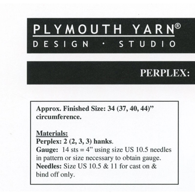 Plymouth Knitting Pattern 1524 Perplex Mobius Wrap - Pattern Only