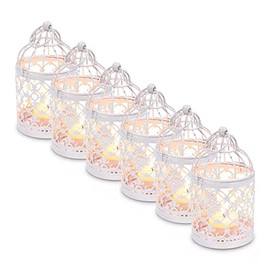 SHOWLOUE Linternas Colgantes para Jaula de pájaros, 6 Unidades, pequeñas Velas de Metal, clásico, Decorativas, para decoración de Mesa de Boda, Halloween, Navidad
