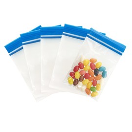 FERENLI 100 Pack 3.94x5.91 inch Resealable Clear Food Storage Bags with Color Top Seal Thick Plastic Poly Bag with Zipper for Dry Food Snacks Organization (Blue)