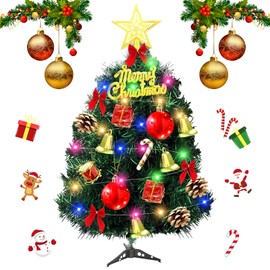 Mini Christmas Tree 30 cm, Artificial Christmas Tree with Ornaments, Small Christmas Tree, Christmas Decoration, Christmas Tree for Desk, Table, Office Decoration (C)