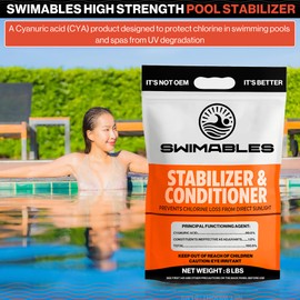 Swimables 8-Pounds Premium Pool Stabilizer & Conditioner, Max Strength Cyanuric Acid for Pools, Spa & Salt Water – Reduces Chlorine Loss, Ideal for Swimming & Hot Tubs