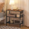 HOOBRO End Table, 3-Tier Narrow Side Table with Charging Station,