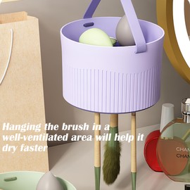 POSWEENR Makeup Brush Holder, 3 in 1 Silicone Makeup Brush Cleaning and Storage Tool for Makeup Brushes, Sponges, Powder Puffs for Storage & Air Dry