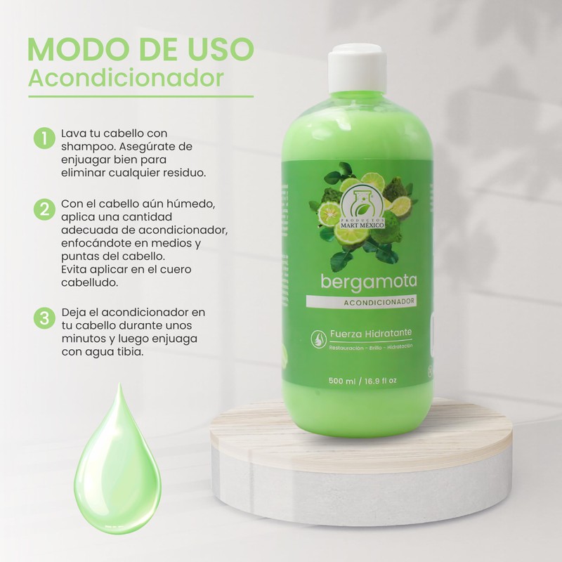 Acondicionador de Bergamota Fuerza e Hidratación Productos Mart Mexico 500