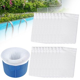 JRJRN Pool Skimmer Socks Set, 20Pcs Durable Filter Socks Nets, Nylon Fabric Filters for Swimming Pool, Reusable Pool Filter Saver Socks, White Skimmer Socks Pool Filter for Cleaning Debris or Leaves