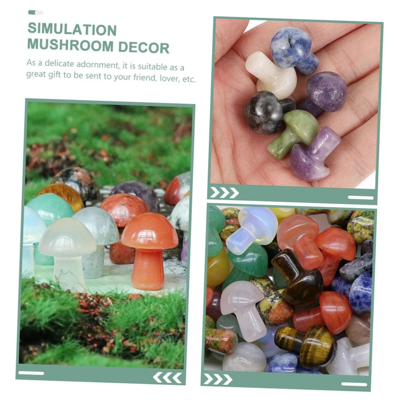 IWOWHERO Set of 20 Small Mushroom Ornaments Crystal Mini Mushrooms