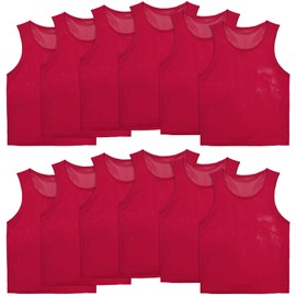 VOGRYE Pinnies Set of 12/24 Scrimmage Vests, Team Practice Sports for Child Youth/Adult, Lightweight Basketball Jersey