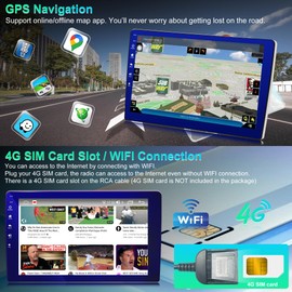 Car Stereo, 9 Inch Touch Screen with Wired CarPlay GPS in-Dash Navigation Unit Bluetooth Car Multimedia Player FM Radio Car Radio DSP SWC WiFi Split Screen for Android iOS Phone