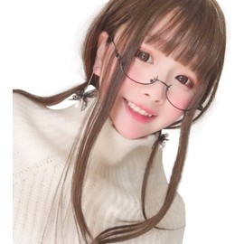 Happy Koko Happykoko Underrim Lower Frame Half Frame Glasses, Date Glasses, No Lenses, Half Frame, Gothic Lolita, black metal