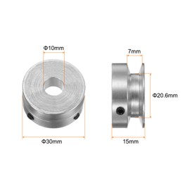 HARFINGTON Single Groove Pulley 10mm Fixed Bore 30mm Outer Diameter Aluminum Alloy with Hex Wrench for Drilling Machine 6mm PU Round Belt
