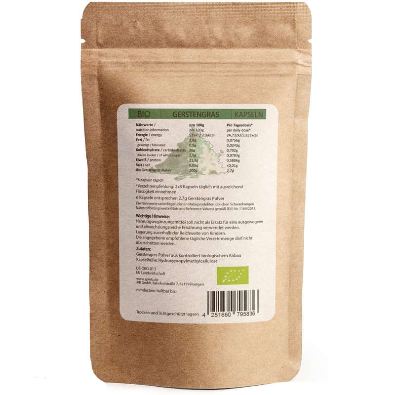 SPINTZ® Pack of 210 Organic Barley Grass Capsules - 2700