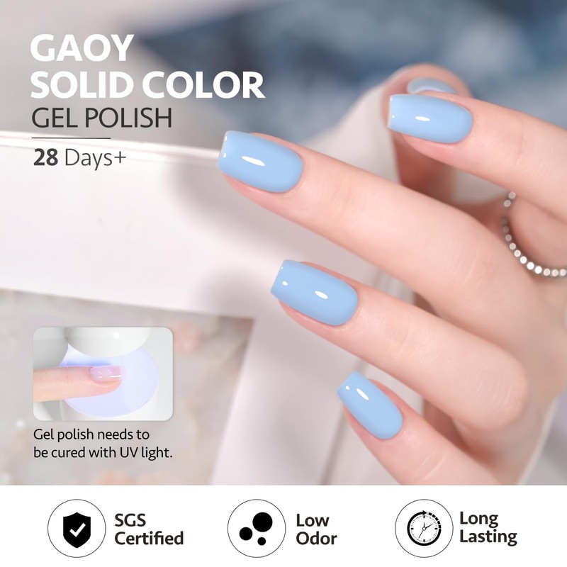 GAOY Light Blue Gel Nail Polish, 16ml Soak Off Gel