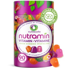 Nutracelle NUTRAMIN Canadian Daily Vegan Keto Multivitamin Gummies Vitamin C, D2, and Zinc for Immunity, Plant-Based, Sugar-Free, Nut-Free, Gluten-Free, Vitamin A, B, B6, B12 & More 90 Count, 45 Day Supply