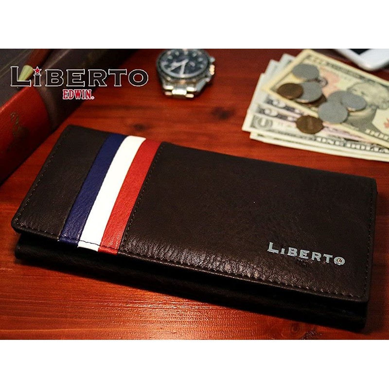 Liberto Edwin Men's Long Wallet, Large Capacity, PU Leather, Synthetic