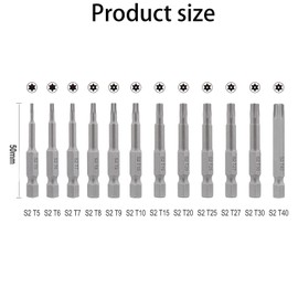 12Piece Torx Screwdriver Bit Sets, Magnetic 1/4 Inch Driver Bits, T5-T40 Torx Bits Set for Security Screws – T5, T6, T7, T8, T9, T10, T15, T20, T25, T27, T30, T40