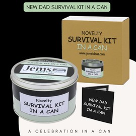 Dad To Be Survival Kit in a Can – Funny Novelty Gift for New Dads – Humorous Daddy To Be Gift Set for Men – Unique Father-to-Be Present Packed with Fun for Baby Arrival Black/Mint