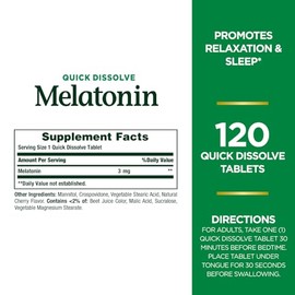 Comprimidos de melatonina Nature's Bounty, 3 mg, 120 unidades