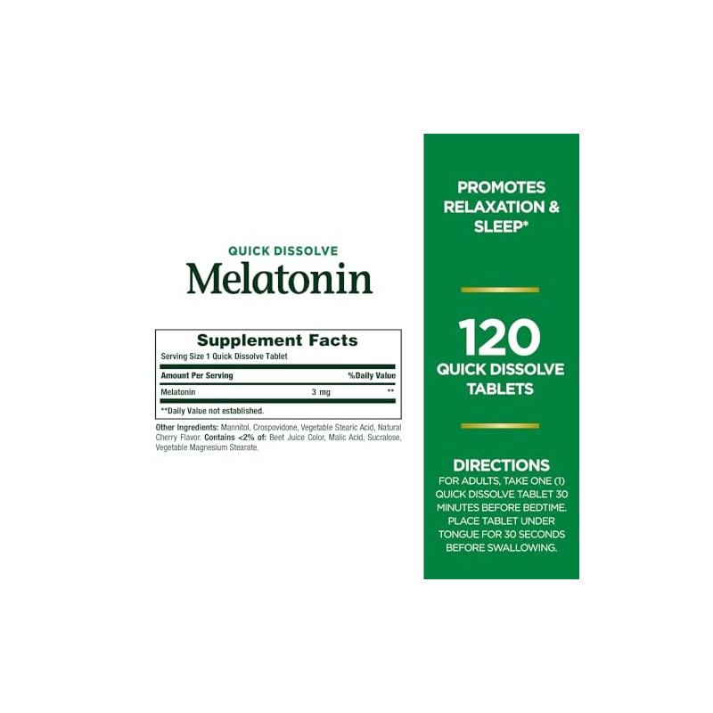 Comprimidos de melatonina Nature's Bounty, 3 mg, 120 unidades
