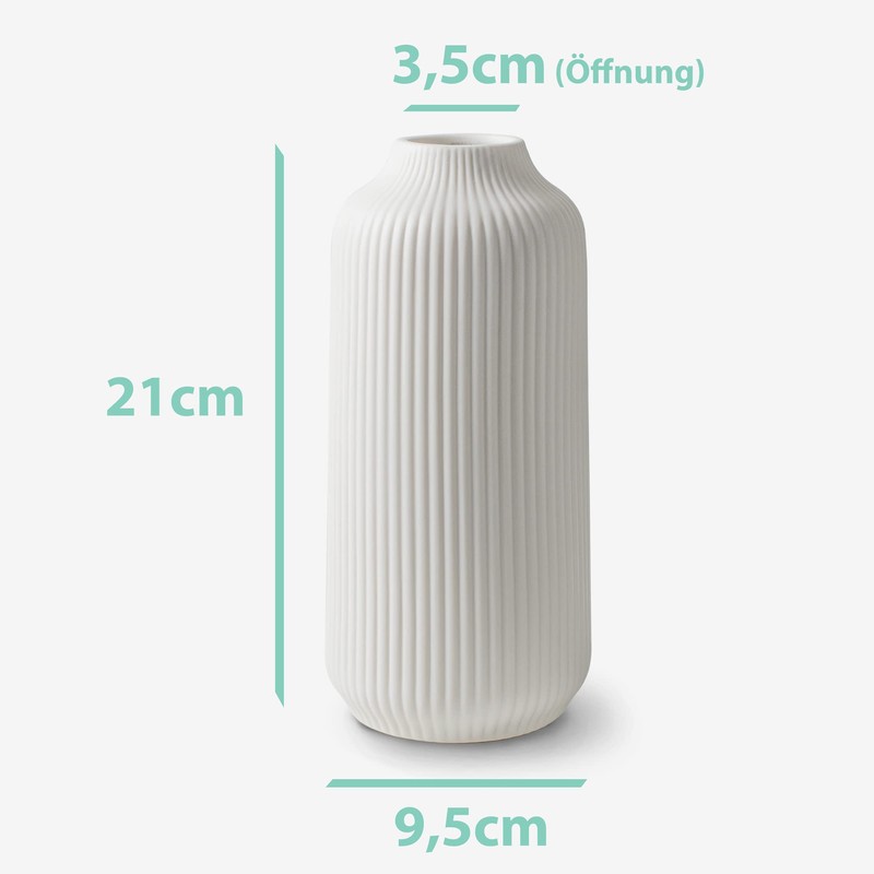 flature Ceramic Vase with Grooves - for Pampas Grass as