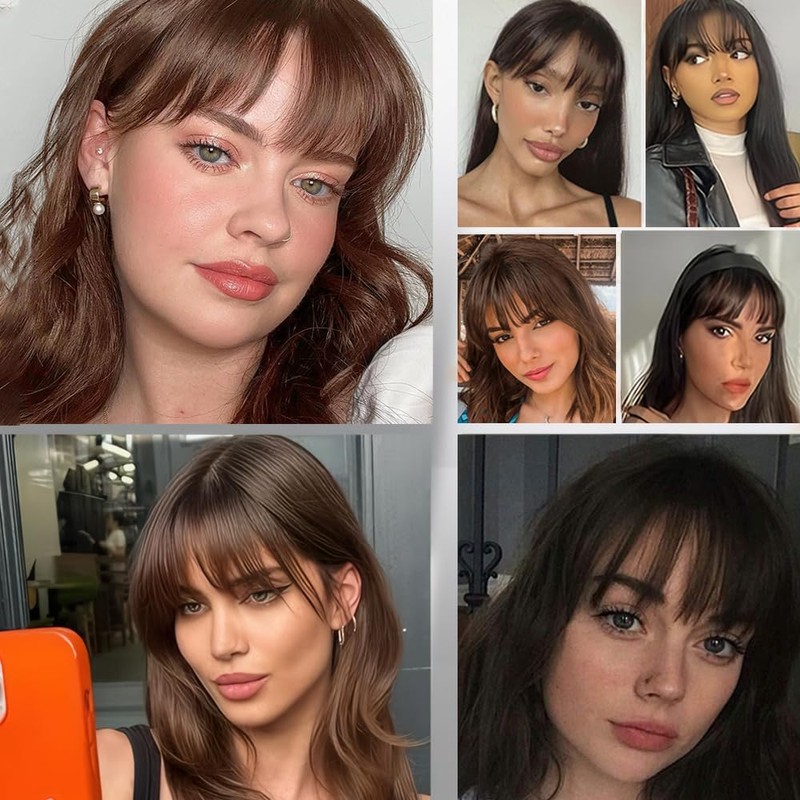 FFWTPY Hair Accessories, Clip-In Bangs with Temples, Fringe, Synthetic Extension,