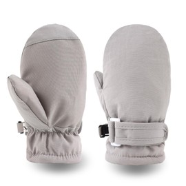 Peecabe Baby Boys Girls Winter Gloves Warm Fleece Toddler Mittens for Kids Unisex Waterproof Snowboard 1-5 Years (Solid Gray, 6-24 Months)