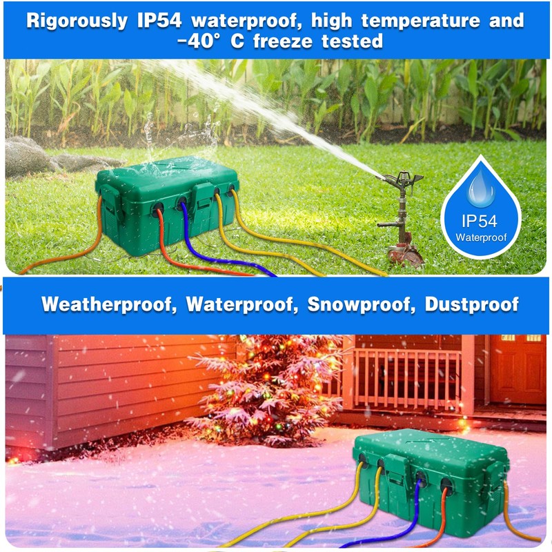 Hrensaw Medium Outdoor Electrical Box(10.6x5.5x4.5inch),IP54 Waterproof Extension Cord Cover w/6
