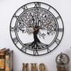 Dankeit Tree of Life Wall Clock, 24Inch Metal Black Family
