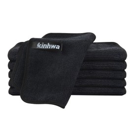 KinHwa Microfibre Cloths, Black Cleaning Cloths, Kitchen Cleaning Cloths, Washing Cloths, Washable Microfibre Cleaning Cloth, Environmentally Friendly and Lint-Free Tea Towels, Multi-Purpose 20 cm x
