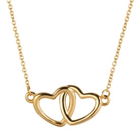 LuckyLy Collares para Mujer de Corazón Doble, Acero Inoxidable con Baño de Oro 14k, Cadena con Dije – Joyería ideal como Regalos para Novia San Valentín y Regalos para Mujer Originales, Mod. Elsie Oro
