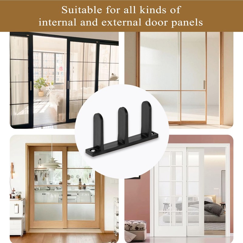 BOLWHAO 4 Pack Sliding Closet Door Floor Guide, Black ABS
